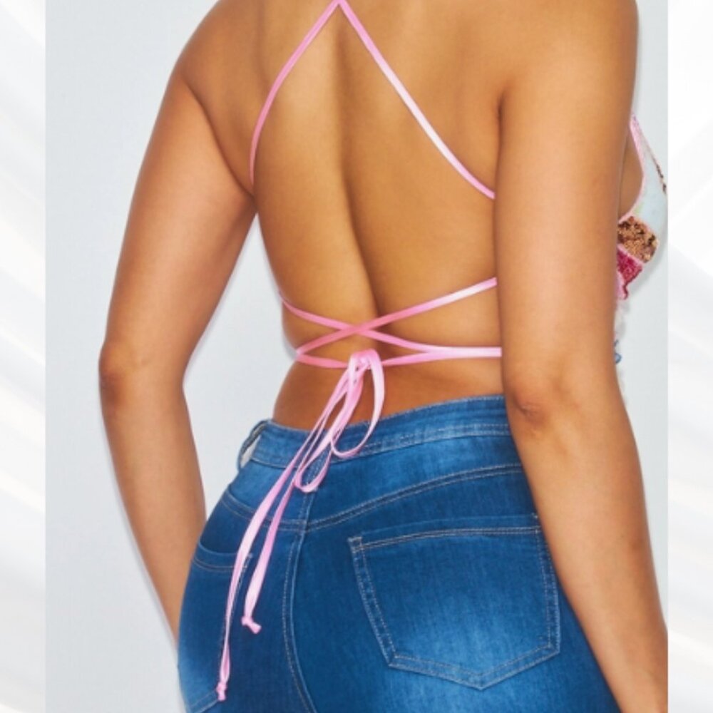 🦋 Always Winning Butterfly Sequin Halter Top. - Picture 5 of 6